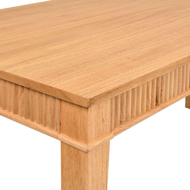 Dumont Modern Farmhouse 1-Drawer Fluted Home Office Writing Desk, Natural Blonde Solid Rubberwood & Rubberwood Veneer