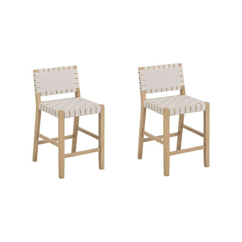 Nathan James Set of 2 Cohen Faux Leather Barstools White