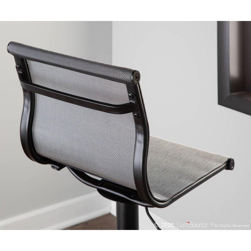 33.5" Mirage Contemporary Barstool Black/Silver - LumiSource: Upholstered, Adjustable, Swivel, Metal Legs