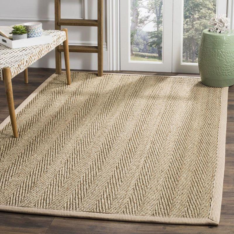 Natural Beige Seagrass Herringbone 5' x 8' Area Rug