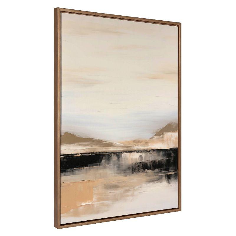 Large Gold Framed Abstract Landscape Canvas Print