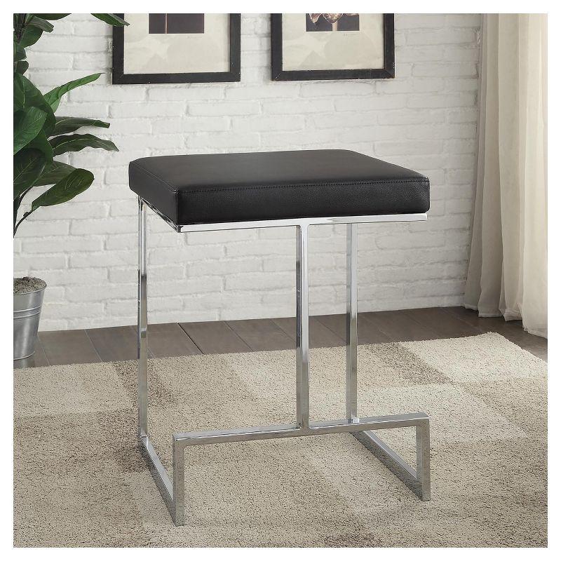 Kafka 24" Black Faux Leather and Chrome Counter Stool