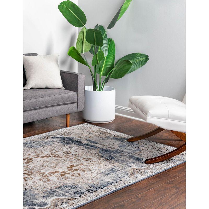 Unique Loom Chateau Collection Area Rug - Roosevelt (6' 1" x 9' Rectangle Slate Blue/Beige)