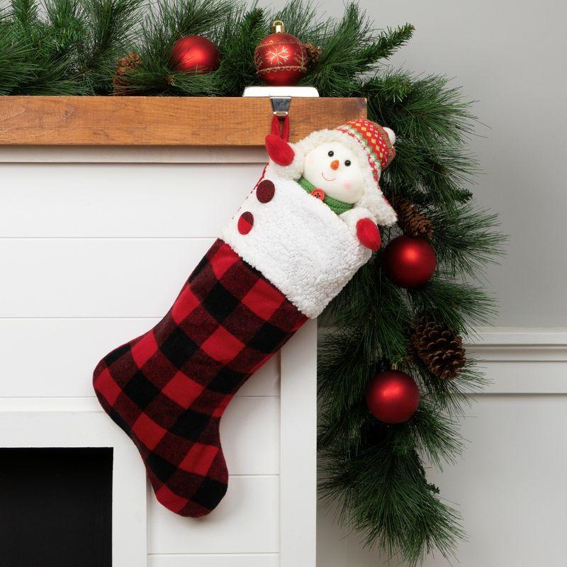 Northlight Seasonal 23" Black and Red Rustic Buffalo Plaid Christmas Stocking
