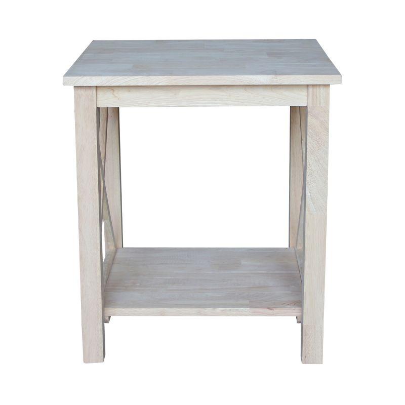 Classic Hampton Square Solid Wood End Table with Shelf - Unfinished