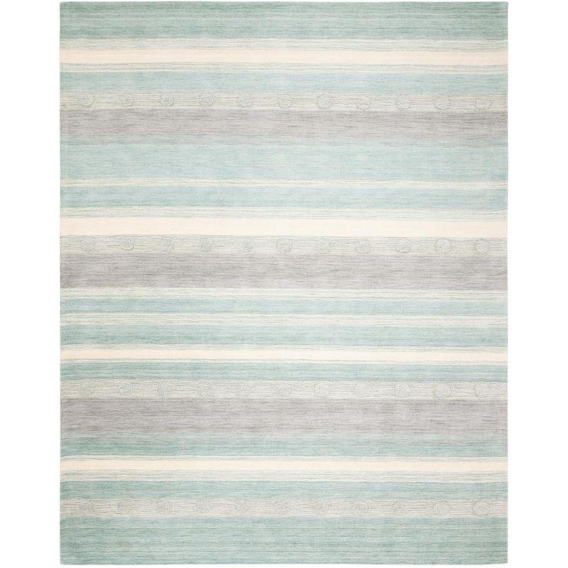 Hampton HTN231 Power Loomed Indoor/Outdoor Area Rug - Aqua/Ivory - 8'x10' - Safavieh.
