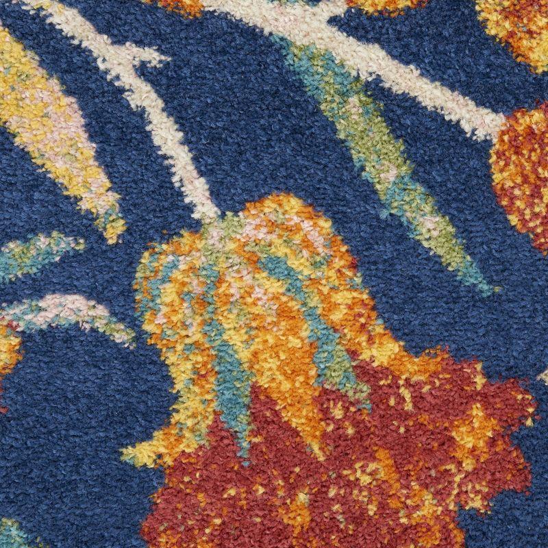 Navy Multicolor Floral 5' x 7' Synthetic Area Rug