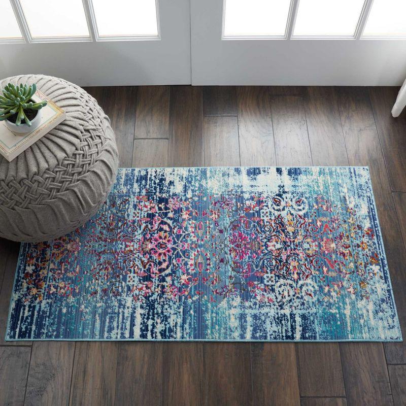 Nourison Vintage Kashan VKA02 Blue/White/Orange Indoor Area Rug - 2' x 4'