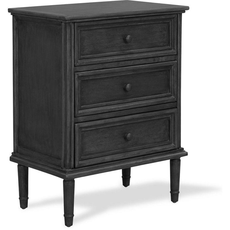 Traditional Dark Gray 3-Drawer Office Storage Cabinet with Bronze Hardware