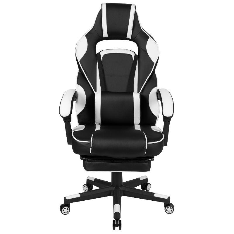 Flash Furniture X40 Gaming Chair Racing Ergonomic Computer Chair with Fully Reclining Back/Arms, Slide-Out Footrest, Massaging Lumbar - White