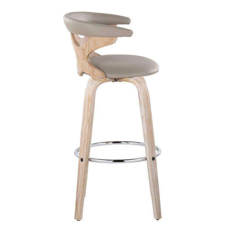 Set of 2 Gardenia Barstools White Wash/Light Gray PU: LumiSource, Fixed-Height, Swivel, Contemporary Design