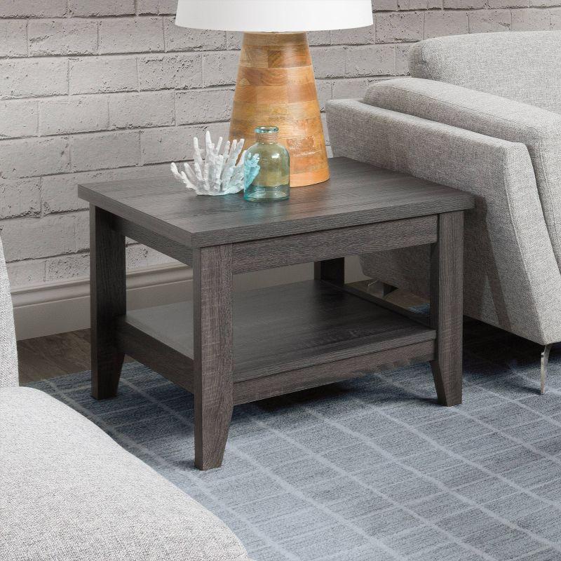 Hollywood Side Table with Shelf Dark Gray - CorLiving: Laminated MDF, Modern Design, Fixed Storage Shelf