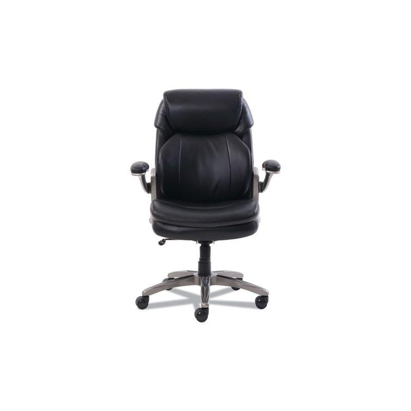 SertaPedic Black Leather Executive Swivel Chair with Adjustable Arms