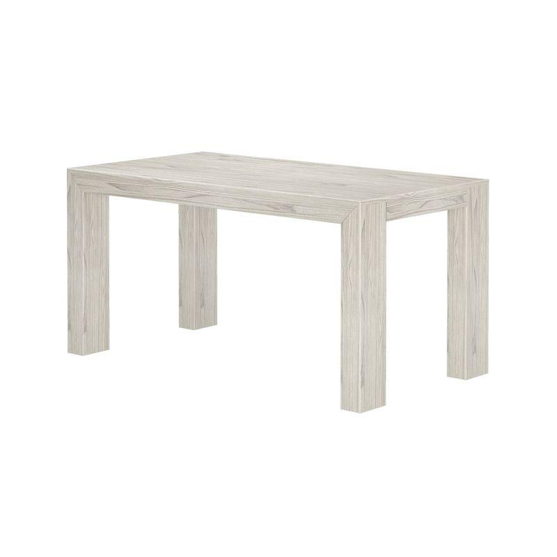 Plank+Beam 60" Modern Dining Table for 4, Solid Wood Rectangular Kitchen Table, White Wirebrush