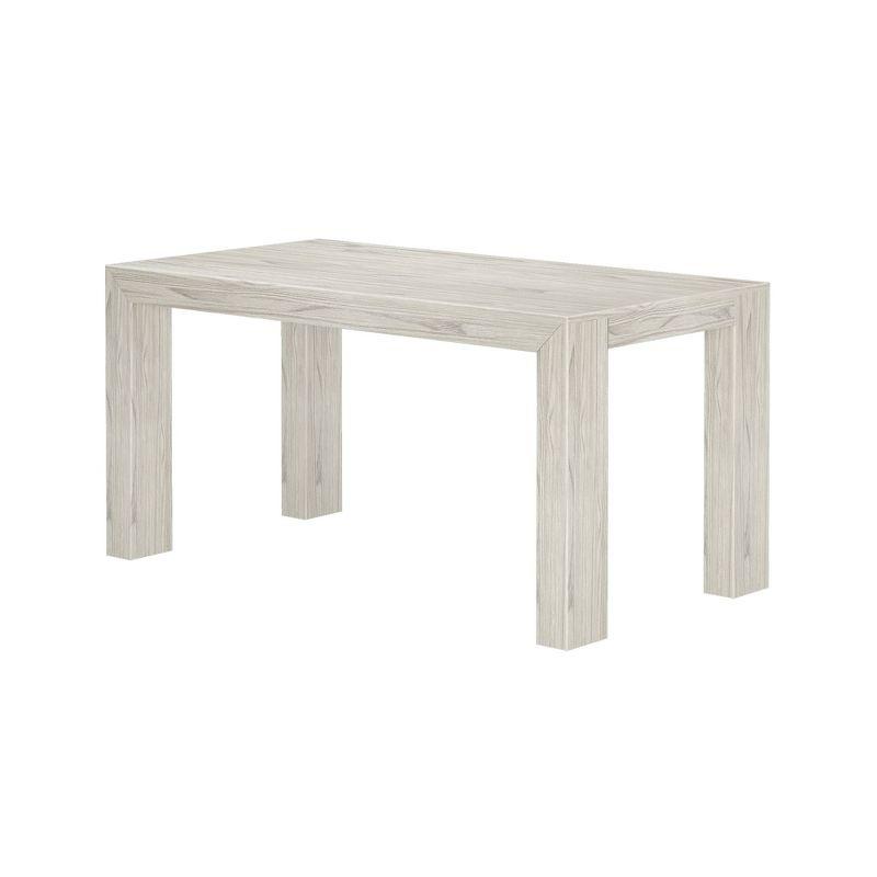 60" White Wirebrush Solid Wood Rectangular Dining Table