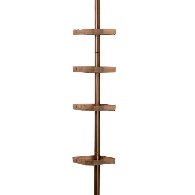 4 Tier Tension Corner Shower Caddy Bronze - Bath Bliss: Adjustable Bathroom Storage Organizer Rack