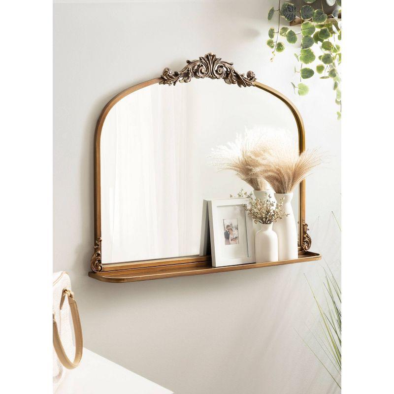 Kate & Laurel All Things Decor 33"x26" Arendahl Traditional Arch Mirror with Shelf Gold