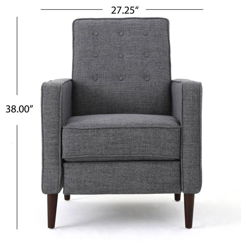 Mervynn Mid-Century Recliner Gray - Christopher Knight Home: Button Tufted, Beech Wood Legs