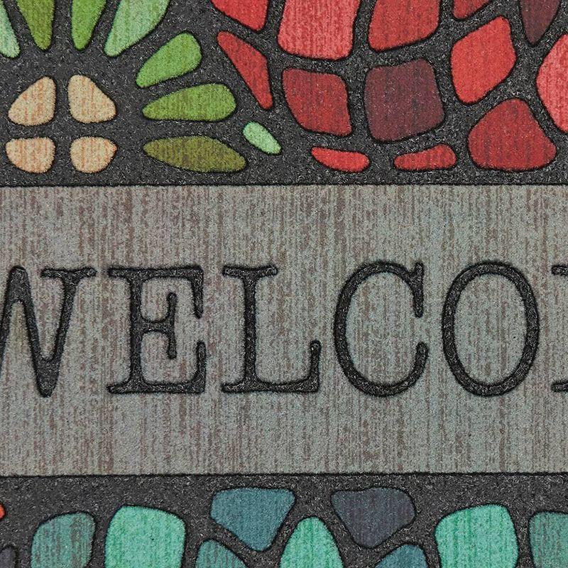 1'6"x2'6" 'Welcome' Stained Glass Floret Doorscapes Mat - Mohawk