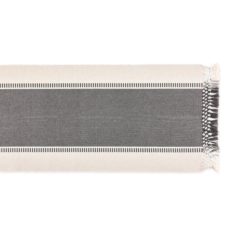 Design Imports  Ribbed Dobby Stripe Table Runner, Mineral Gray, 13X108"