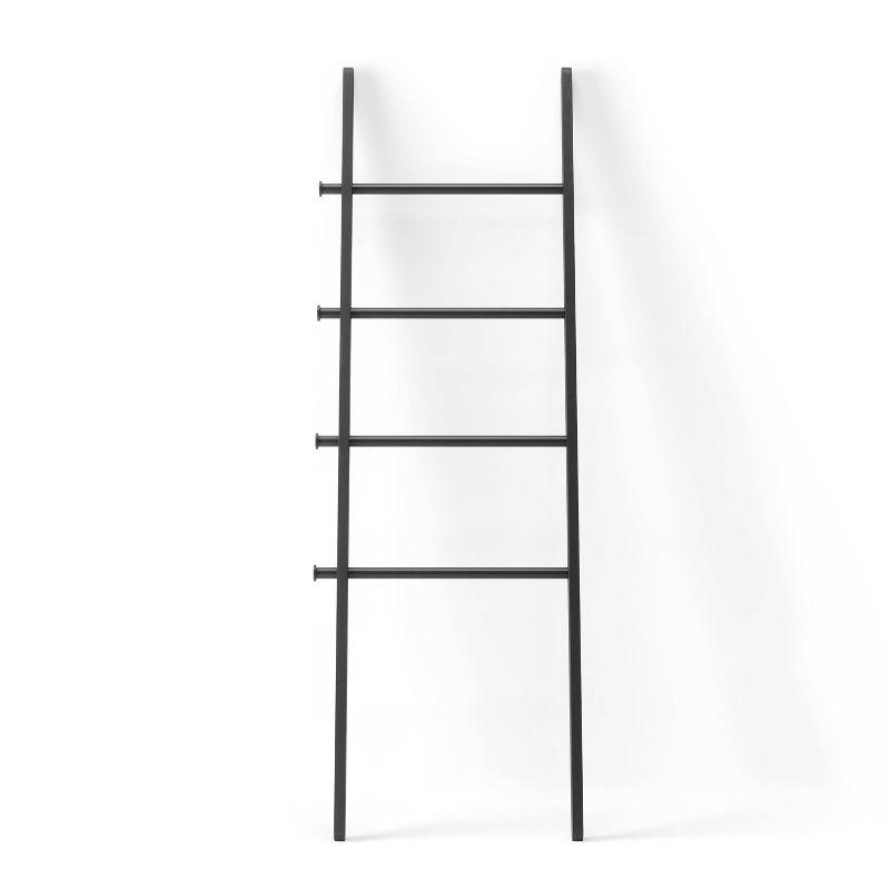 Leana Black Wood and Steel Towel Stand