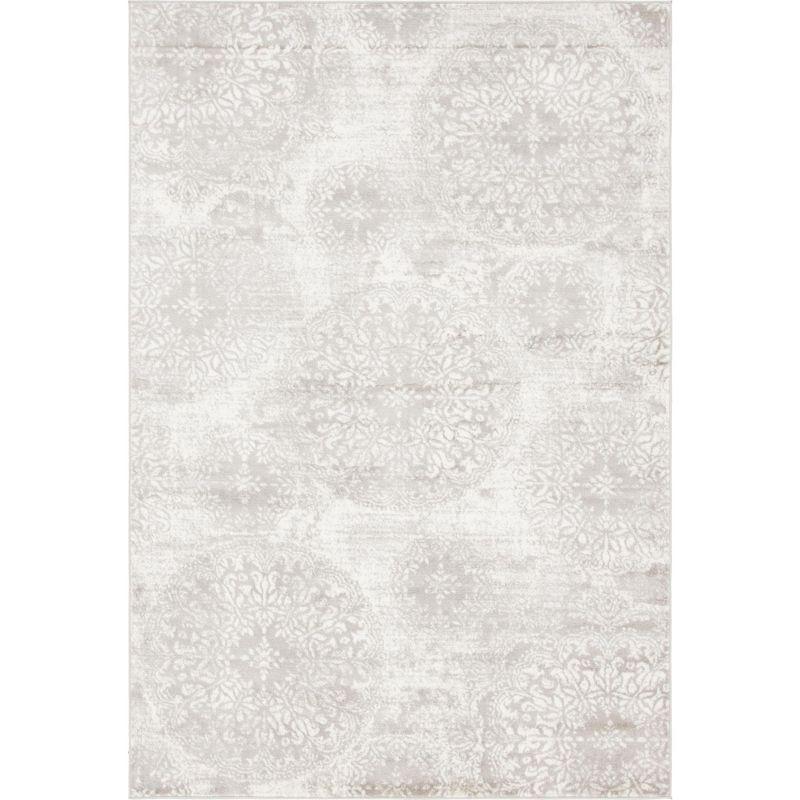 Reversible Easy-Care Gray and White Synthetic Area Rug 6'1" x 9'