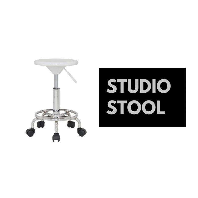 Inbox Zero Cowgill Adjustable Height Industrial Stool with Footring Wheels