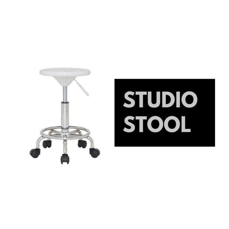 Sleek Adjustable Height Black Acrylic Studio Stool with Chrome Footring