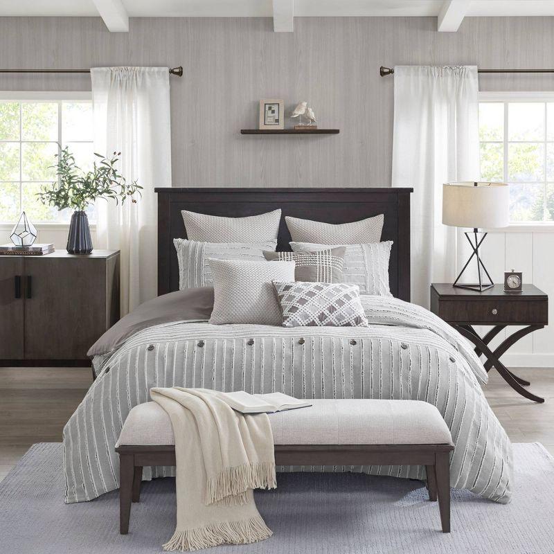 Madison Park Signature Essence Oversized Cotton Clipped Jacquard Comforter Set