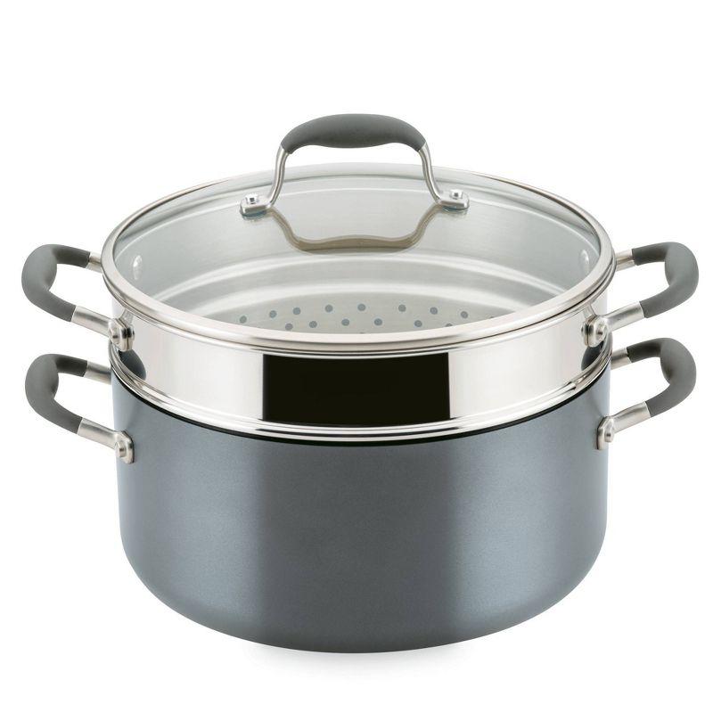 Anolon Anolon Advanced Home Hard Anodized Nonstick Wide Stockpot With Steamer Insert Set, 3-Piece,  8.5-Quart