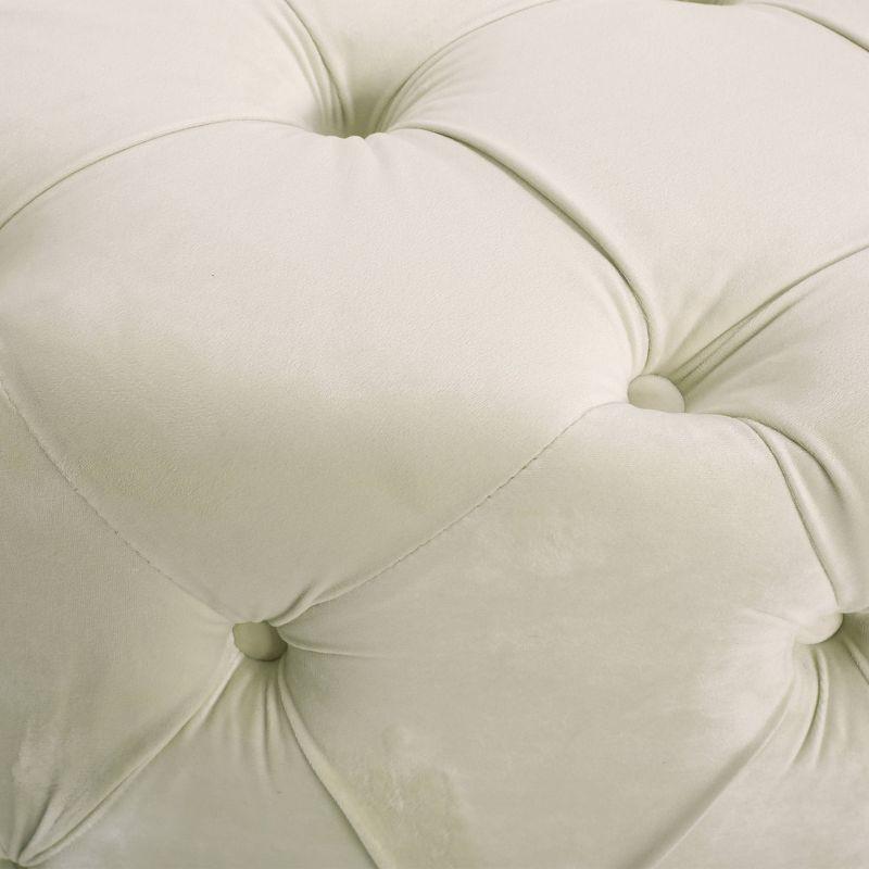 Orla Modern Glam Round Ottoman Beige: Velvet Upholstered, Tufted, No Assembly - Christopher Knight Home