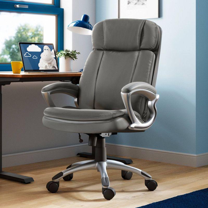 Big and Tall Executive Office Chair Opportunity Gray - Serta: Heavy-Duty, Ergonomic with Lumbar Support, Fixed Arms