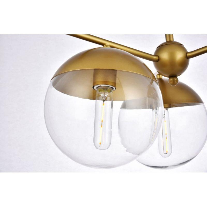 Elegant Lighting Eclipse 3 Lights Brass Pendant With Clear Glass