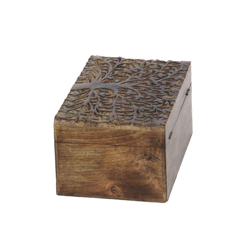 Olivia & May Set of 3 Rustic Carved Mango Wood Boxes : Handmade Keepsake Storage