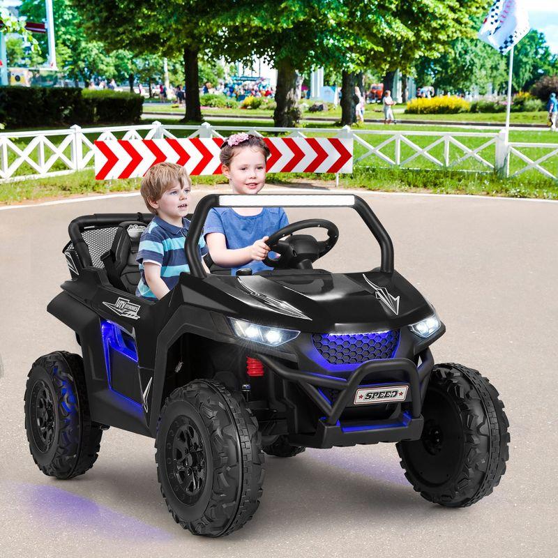 Costway 12V 2-Seater Kids Ride On UTV RC Electric Vehicle Suspension w/ Lights & Music