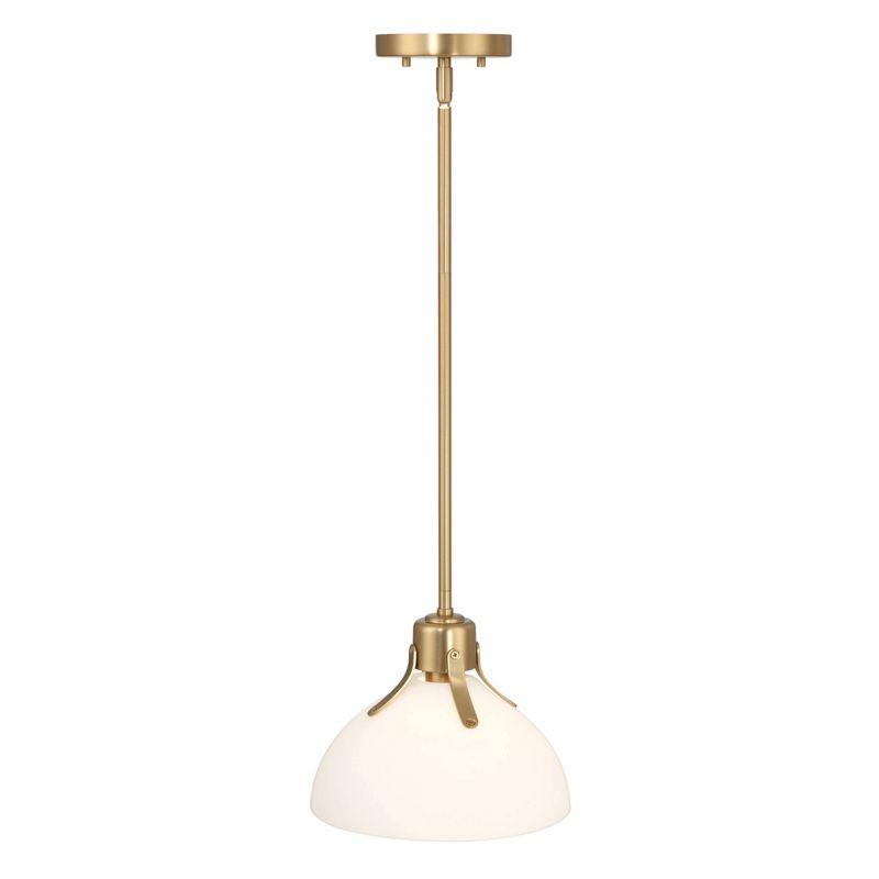 Robert Stevenson Lighting Delano Industrial Metal and Etched Glass Ceiling Light Gold and White: ETL Listed, 1-Way Dome Fixture