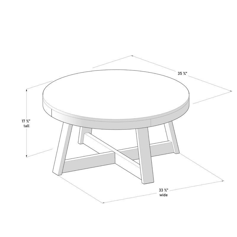 Plank+Beam Classic Solid Wood Round Coffee Table, 36" Farmhouse Table for Living Room
