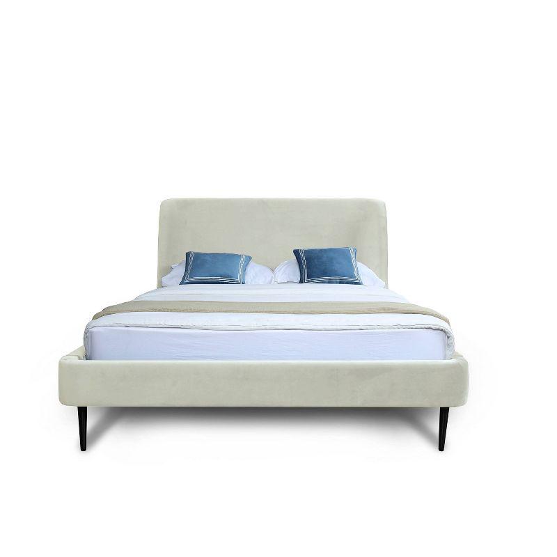 Full Heather Upholstered Bed with Black Legs - Manhattan Comfort