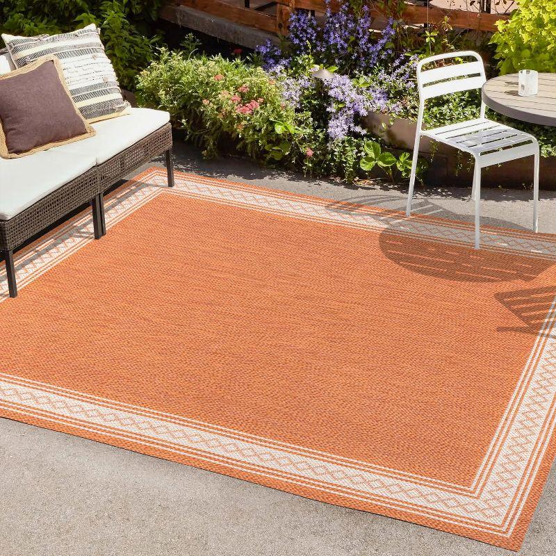 5' x 8' Lucia Classic Diamond Border Indoor/Outdoor Area Rug, Orange/Cream - JONATHAN Y
