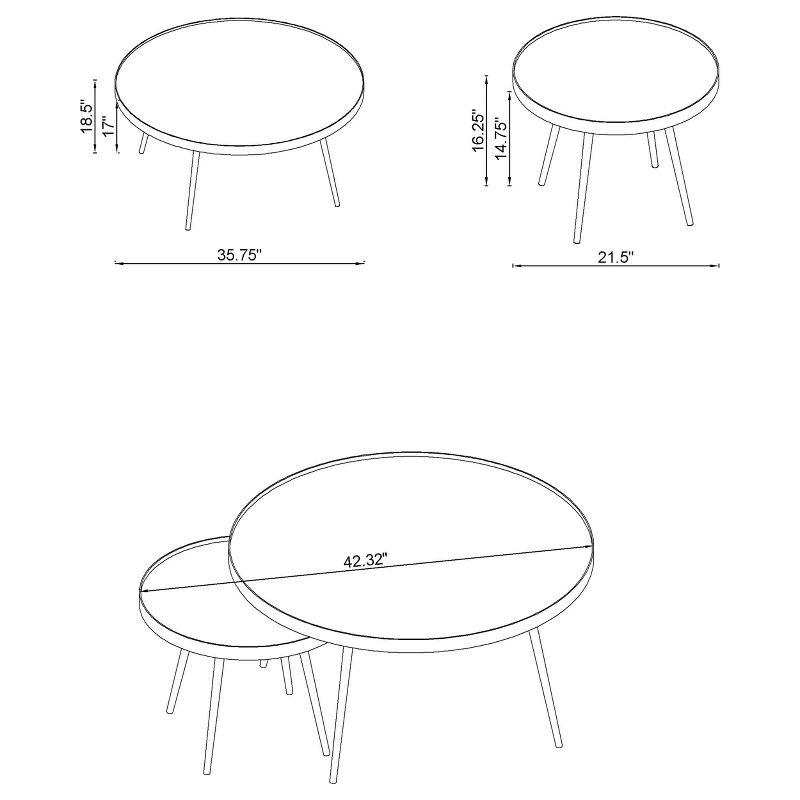 Kaelyn Round Chrome Metal Mirrored Nesting Coffee Table Set