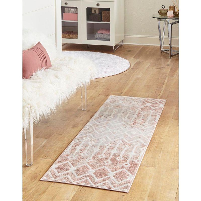 Unique Loom Bohemian Trellis Collection Area Rug - Gypsy (2' 7" x 10' Runner Dusty Rose/Ivory)