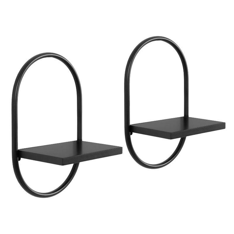 Set of 2 Olav Wall Shelf Set Black - Kate & Laurel All Things Decor