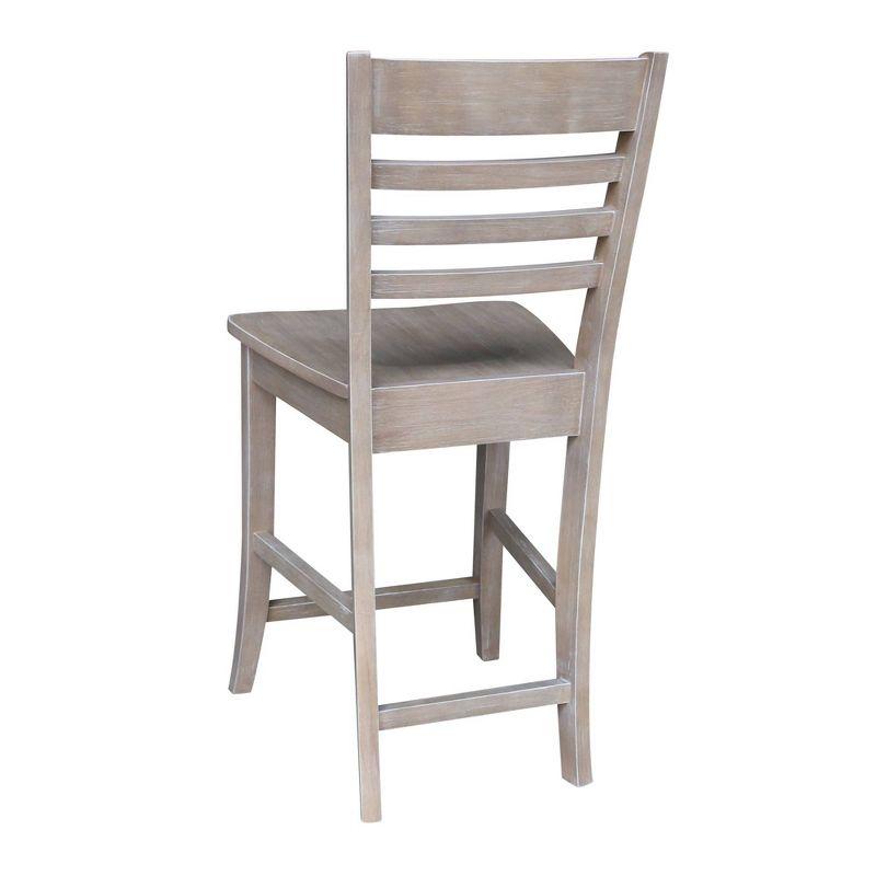 24" Roma Counter Height Barstool Washed Gray Taupe - International Concepts: Solid Wood, Ladder-Back