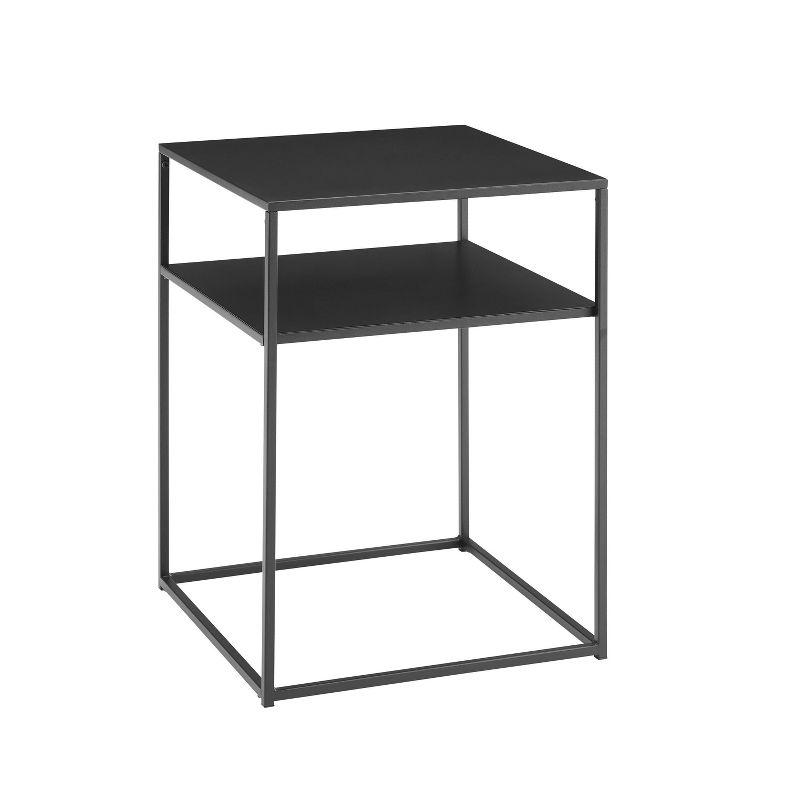 Braxton Matte Black Metal and Glass Slim End Table