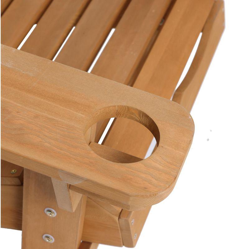 Solid Wood Spacious Adirondack Chair with Cup Holder