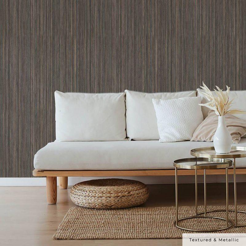 Tempaper & Co.® Faux Grasscloth Removable Peel and Stick Wallpaper, Textured Bronze, 28 sq. ft.: Vinyl, Self-Adhesive, Thin Stripe Pattern