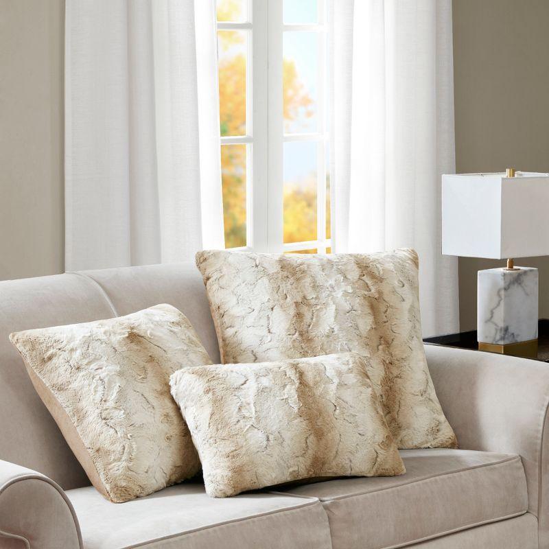 Madison Park Faux Fur Striped Throw Pillow