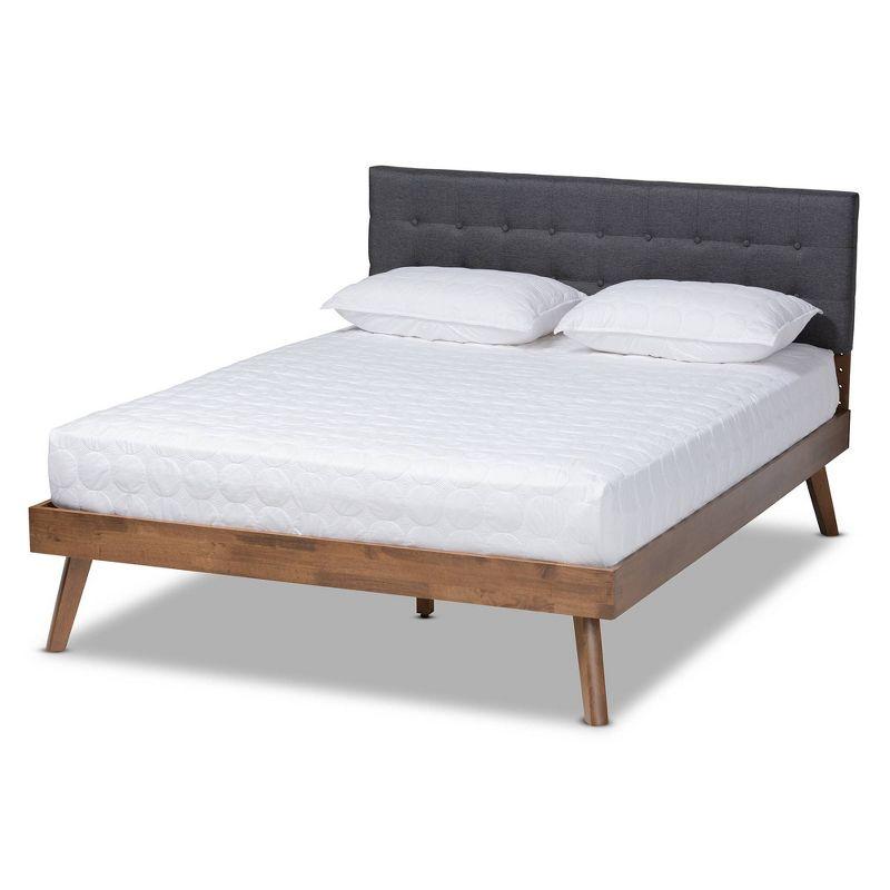 Full Devan Fabric Upholstered Platform Bed with Headboard - Baxton Studio: Mid-Century Modern, No Box Spring Required