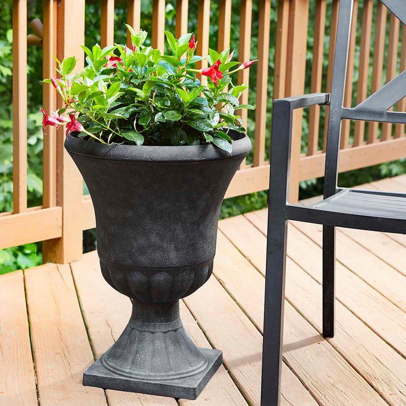 Southern Patio EB-029816 Winston 16 Inch Diameter Resin Ceramic Indoor Outdoor Garden Planter Urn Pot for Flowers, Herbs, Vegetables and Plants, Black