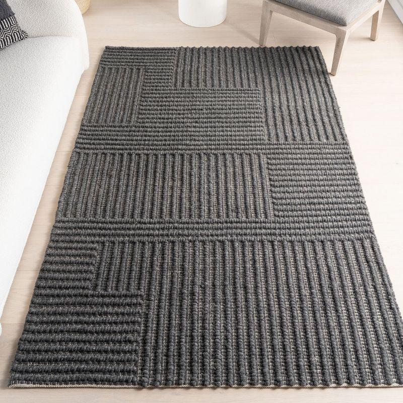 Nuloom Dorene Contemporary High-Low Striped Wool Indoor Area Rug, 9' x 12', Greys